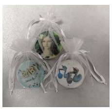 Custom Printed Round Sugar Cookies - 3 inch (with individual white fabric Gift Bags)