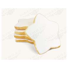 Star Shaped Gourmet Yummy Cookie (Hand-Made, Royal Icing Coated White, 3.5 inch) - Printable
